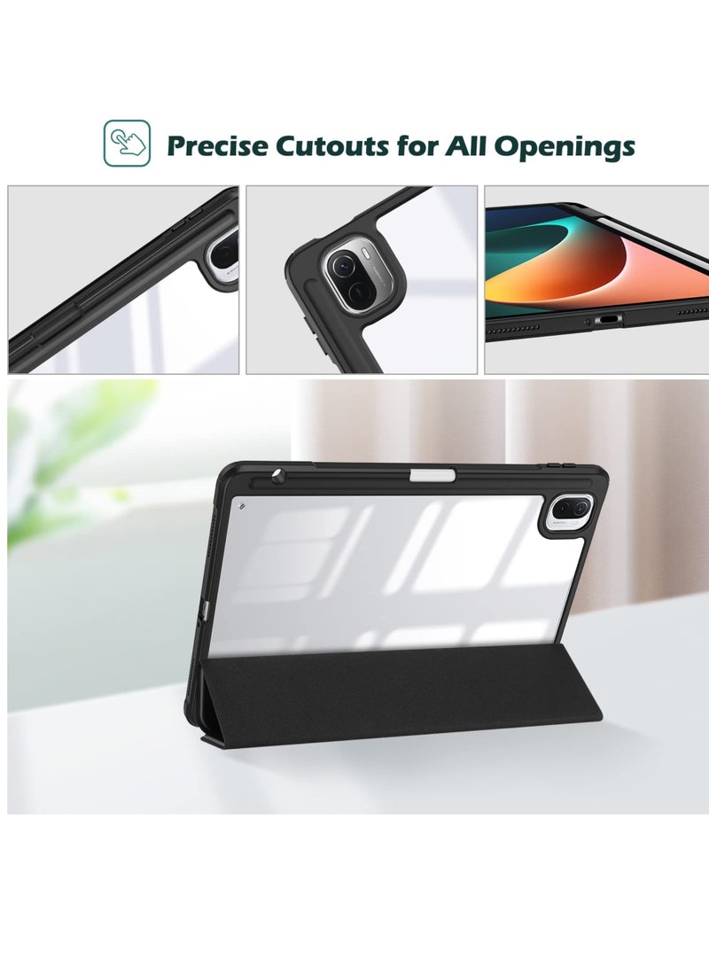 Procases Case For Xiaomi Pad 5 5 Pro 11 Inch 2021 Protective Slim Folio Smart Cover Transparent Hard Shell Back Case With Stylus Holder For Xiaomi Mi Pad 5 Mi Pad 5 Pro 11.0 Inch 2021 Release Black - Image 5
