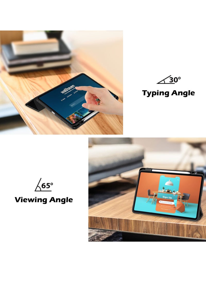 Procases Case For Xiaomi Pad 5 5 Pro 11 Inch 2021 Protective Slim Folio Smart Cover Transparent Hard Shell Back Case With Stylus Holder For Xiaomi Mi Pad 5 Mi Pad 5 Pro 11.0 Inch 2021 Release Black - Image 3