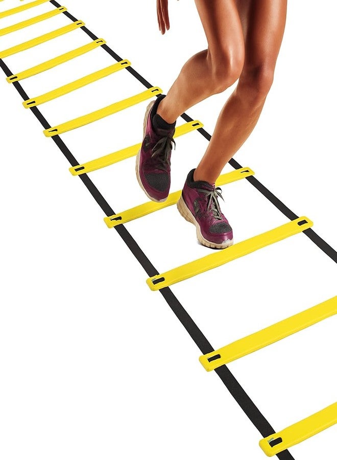 ABB INITIO GYM Adjustable Agility Ladder with Polypropylene Rungs & Durable Straps | Speed Ladder for Training, Exercise & Sports Drills | 8 Meter - 16 Rungs - Yellow - Image 1