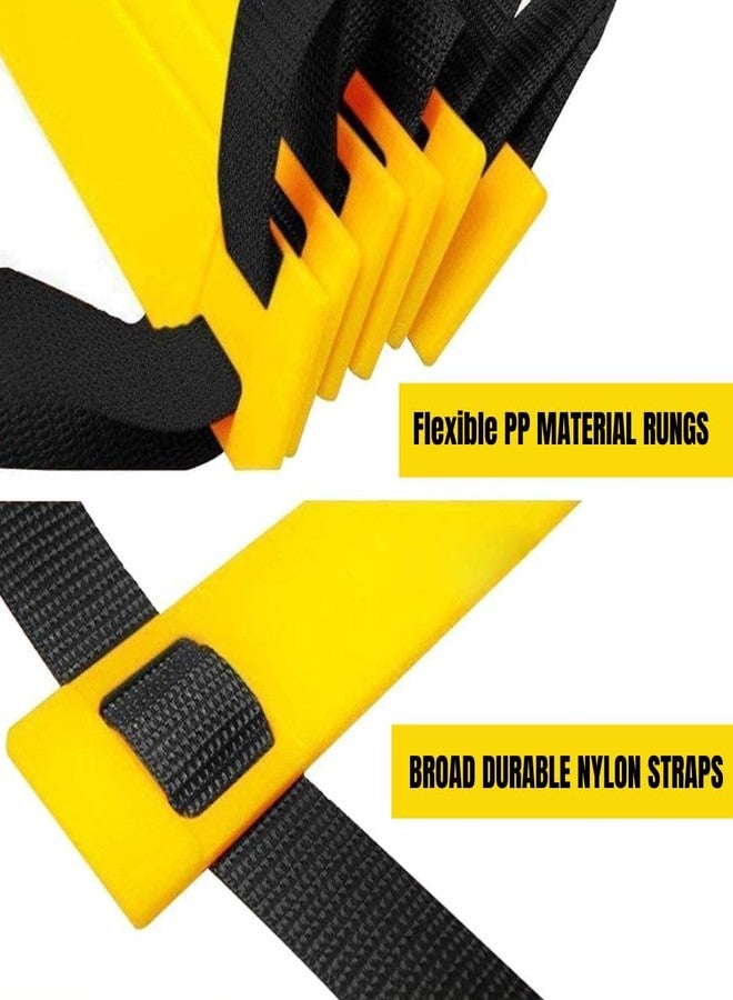 ABB INITIO GYM Adjustable Agility Ladder with Polypropylene Rungs & Durable Straps | Speed Ladder for Training, Exercise & Sports Drills | 8 Meter - 16 Rungs - Yellow - Image 4