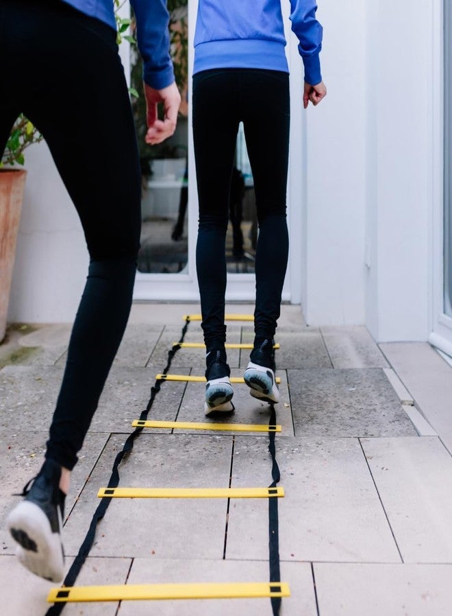 ABB INITIO GYM Adjustable Agility Ladder with Polypropylene Rungs & Durable Straps | Speed Ladder for Training, Exercise & Sports Drills | 8 Meter - 16 Rungs - Yellow - Image 2