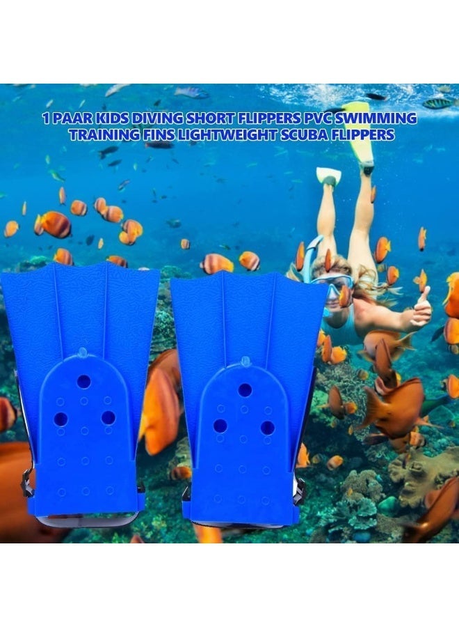 ChicAbode زعانف سباحة للأطفال مصنوعة من مادة PVC، زعانف غوص وغطس قصيرة وخفيفة الوزن للأطفال والمراهقين، زعانف تدريب مريحة وناعمة مع جيوب للقدم، طقم كامل للقدم والكعب للسباحة للشباب - Image 4