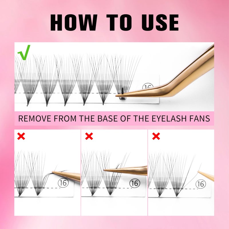 VEYES INC Premade Fans Eyelash Extensions 3D-24D C/D curl Natural & Volume Mixed Length Eyelash Tray, Professional Lash Supplies, Matte Black (7D 0.07 D 9-16mm) - Image 5