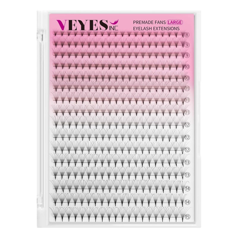 VEYES INC Premade Fans Eyelash Extensions 3D-24D C/D curl Natural & Volume Mixed Length Eyelash Tray, Professional Lash Supplies, Matte Black (7D 0.07 D 9-16mm) - Image 1