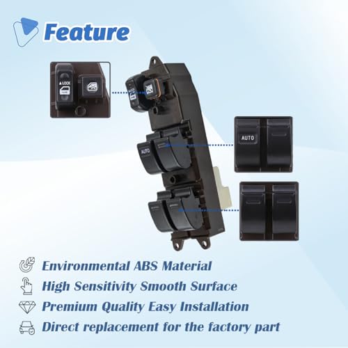 Obaee Door Master Window Switch Power Control Button Compatible with 2002-2006 Toyota Camry, 03-08 Corolla/Matrix/Pontiac Vibe, 04-09 Sienna, 05-11 Tacoma, 04-07 Scion xA/xB Replaces OEM 84820-33170-N - Image 5
