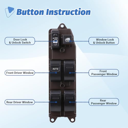 Obaee Door Master Window Switch Power Control Button Compatible with 2002-2006 Toyota Camry, 03-08 Corolla/Matrix/Pontiac Vibe, 04-09 Sienna, 05-11 Tacoma, 04-07 Scion xA/xB Replaces OEM 84820-33170-N - Image 3