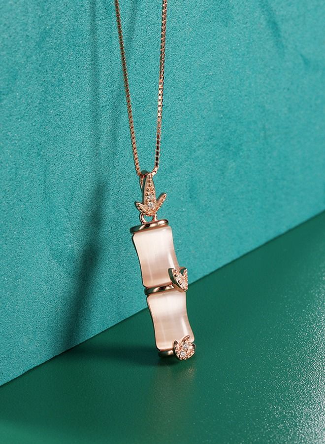 Kelesa S925 Silver Necklace Nephrite Jade Pendant Bamboo Shape Yellow - Image 2