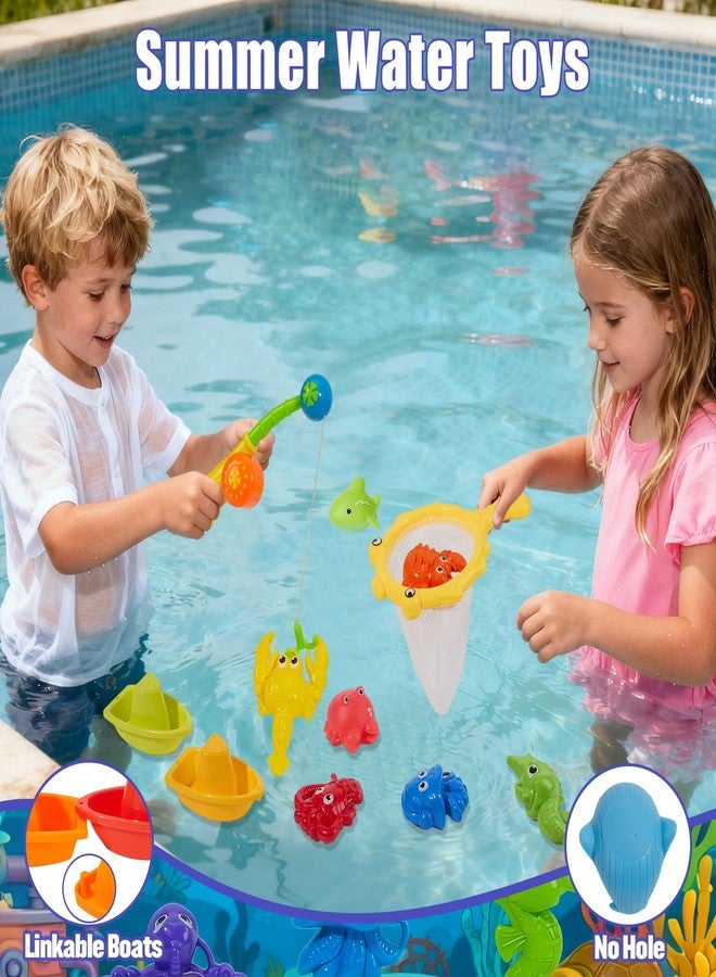 AMCHSURI Toddler Bath Toys for Kids 1-3 3-5, Mold Free Bath Toys Toddlers 2-4, Pool Water Table Toys | Safe Fishing Toys Game Set, Pole Rod Net Tub Toys, Outdoor Water Toys, Birthday Gifts for Ages 1 2 3 4 5 8 - Image 5