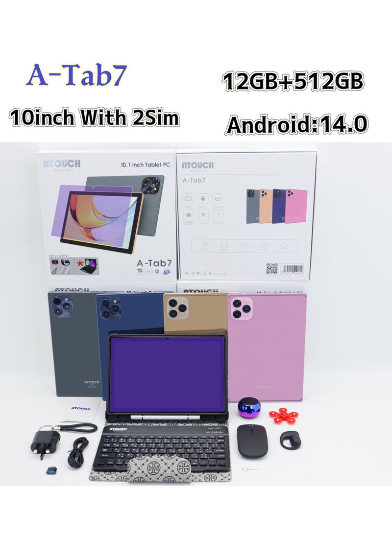 ATOUCH A-Tab7 10.1-inch Android Tablet with Keyboard – 12GB RAM 512GB ROM 5G WiFi Dual SIM Bluetooth Stylus & Accessories (Grey) - Image 4