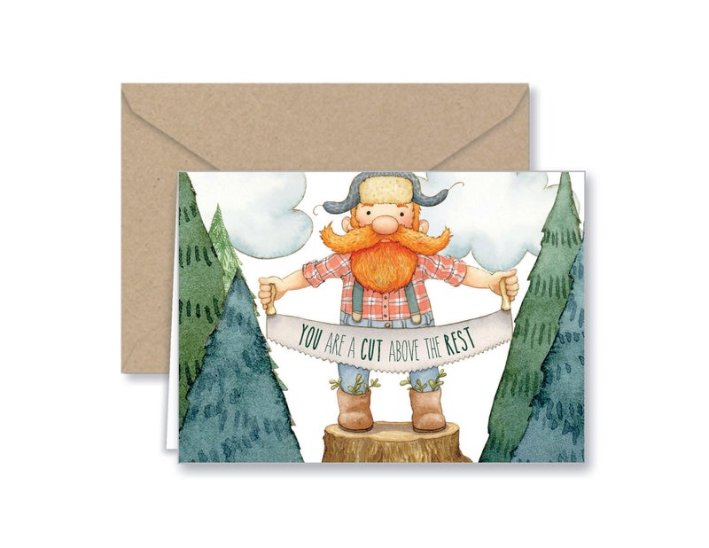 Paper Frenzy Lumberjack Thank You and General Note Cards and Kraft Envelopes - 25 pack - Image 4