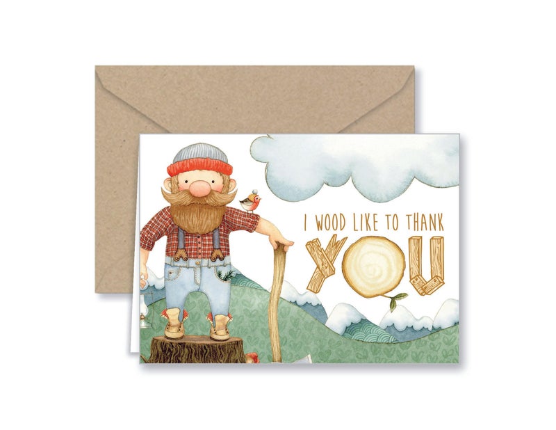 Paper Frenzy Lumberjack Thank You and General Note Cards and Kraft Envelopes - 25 pack - Image 5