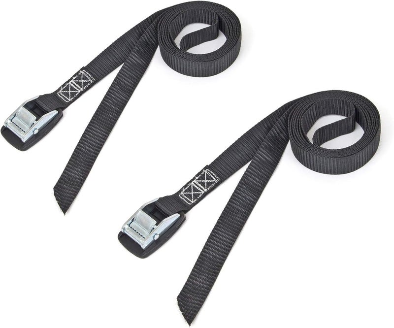 PowerTye 1in x 4ft Cam Buckle Lashing Strap - Black 2-Pack - Image 1