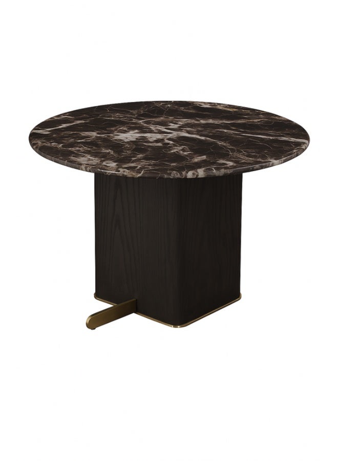 YI ONE Corner Table – Round Black Marble Top with Black Wooden Legs, Modern Side Table for Sofa Corner, Bedroom & Living Room Décor - Image 1