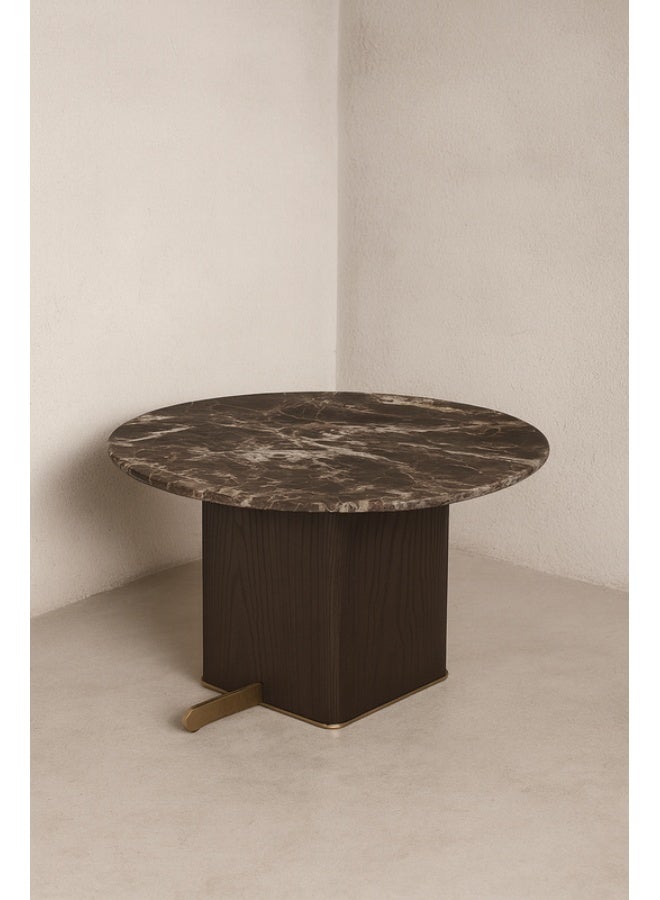 YI ONE Corner Table – Round Black Marble Top with Black Wooden Legs, Modern Side Table for Sofa Corner, Bedroom & Living Room Décor - Image 3