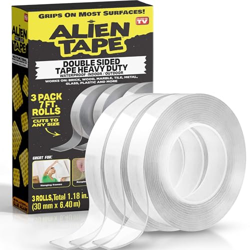 BELLHOWELL ALIEN TAPE Nano Double Sided Tape, 21-ft Multipurpose Removable Adhesive Transparent, Grip Mounting Washable Strong Sticky Heavy Duty for Carpet Photo Frame Poster Décor - As Seen On TV - Image 1