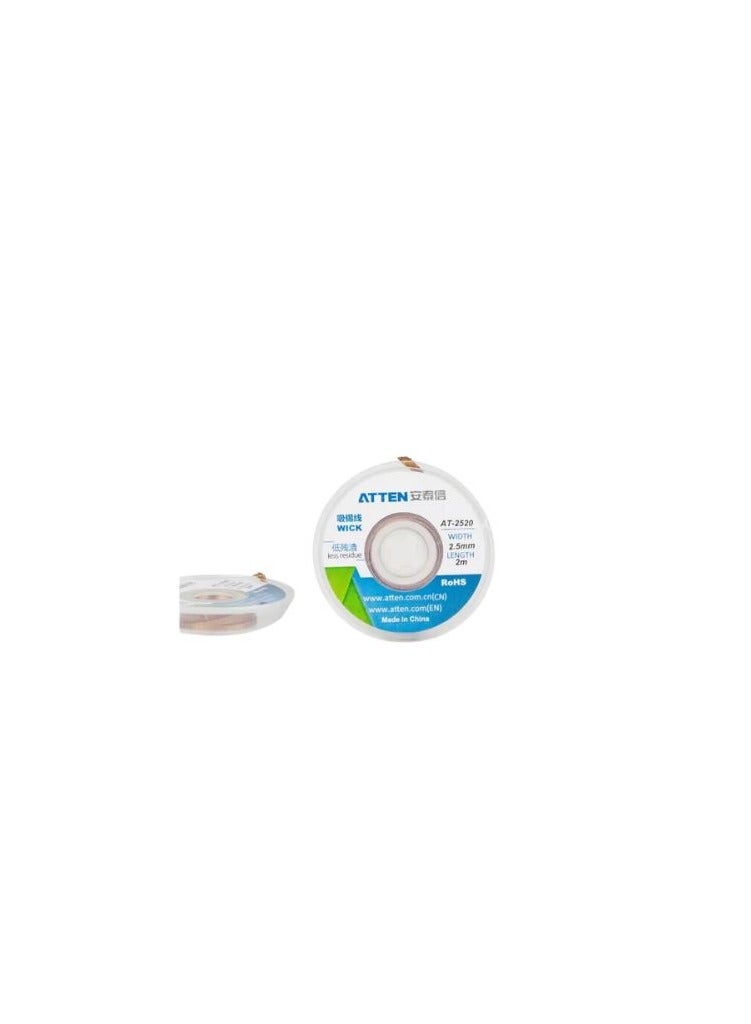 ATTEN Atten AT-2520 Soldering Wick is an essential tool designed for the efficient removal of excess solder during electronic repair and rework This high quality wick effectively absorbs molten solder from circuit boards and electrical components leaving clean and solder free connections. - Image 2