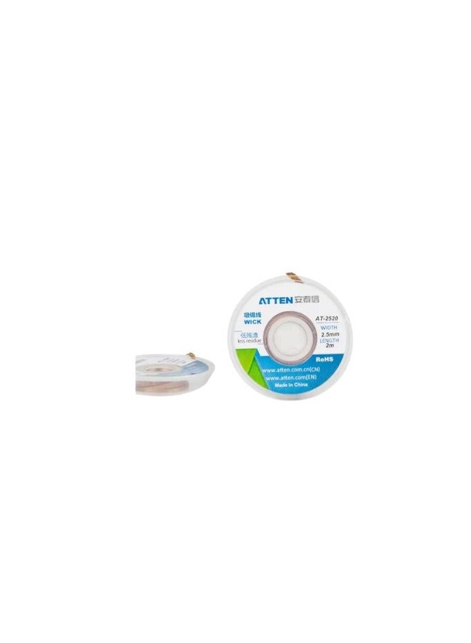 ATTEN Atten AT-2520 Soldering Wick is an essential tool designed for the efficient removal of excess solder during electronic repair and rework This high quality wick effectively absorbs molten solder from circuit boards and electrical components leaving clean and solder free connections. - Image 3