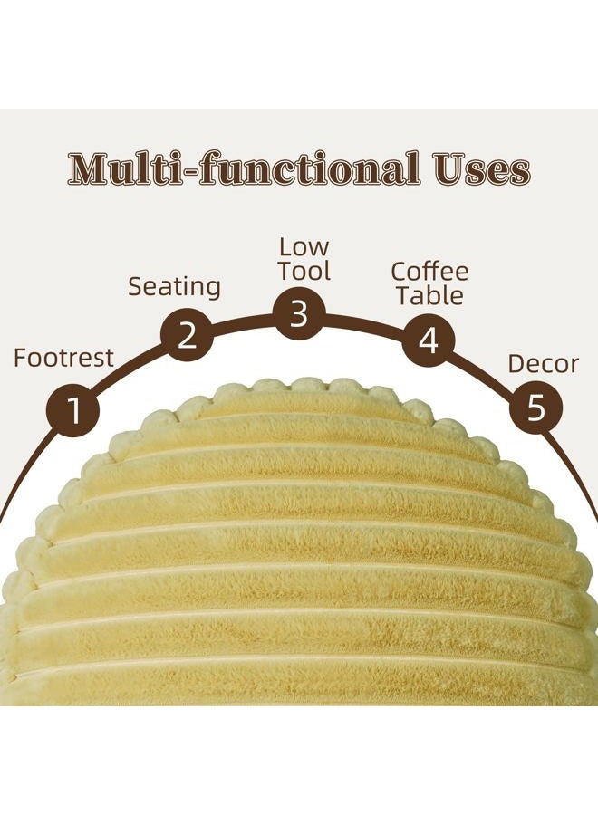 Artbloss Unstuffed Pouf Ottoman Cover Soft Storage Extra Seat Farmhouse Comfortable Bohemian Poufs Accent Footrest 20x20x8 Inches for Living Room Bedroom Study Nook (Yellow B, Round) - Image 2