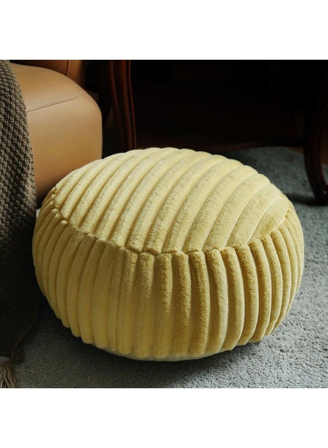 Artbloss Unstuffed Pouf Ottoman Cover Soft Storage Extra Seat Farmhouse Comfortable Bohemian Poufs Accent Footrest 20x20x8 Inches for Living Room Bedroom Study Nook (Yellow B, Round) - Image 1