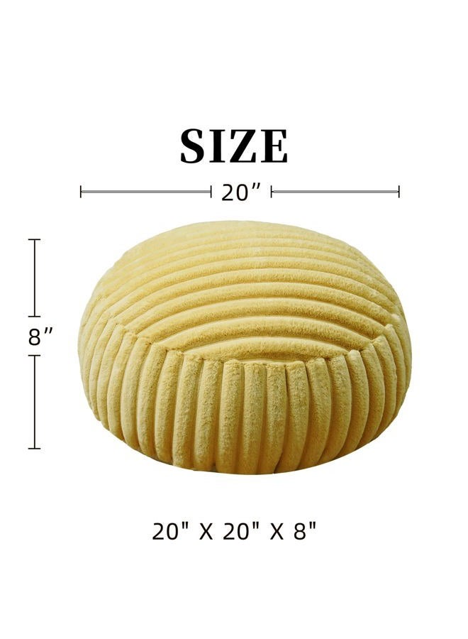 Artbloss Unstuffed Pouf Ottoman Cover Soft Storage Extra Seat Farmhouse Comfortable Bohemian Poufs Accent Footrest 20x20x8 Inches for Living Room Bedroom Study Nook (Yellow B, Round) - Image 4