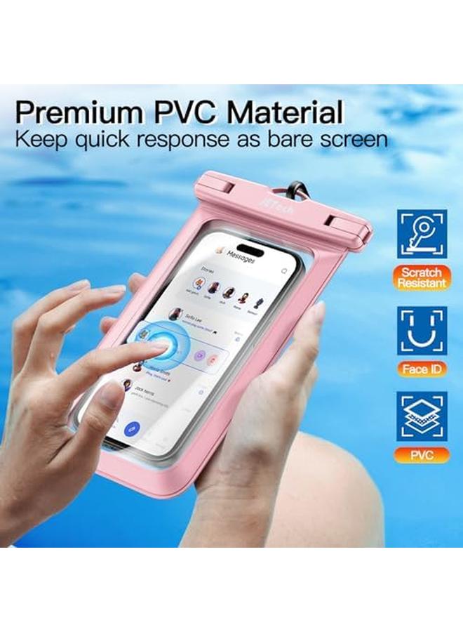 جي تيك جراب هاتف مقاوم للماء ومضاد للماء لهاتف Iphone 16 15 14 13 12 Pro Max Plus وSamsung Galaxy S24 S23 Ultra وغيرها حتى 7.2 بوصة حقيبة جافة IPX8 مع حزام، قطعتان باللون الأسود والوردي - Image 4