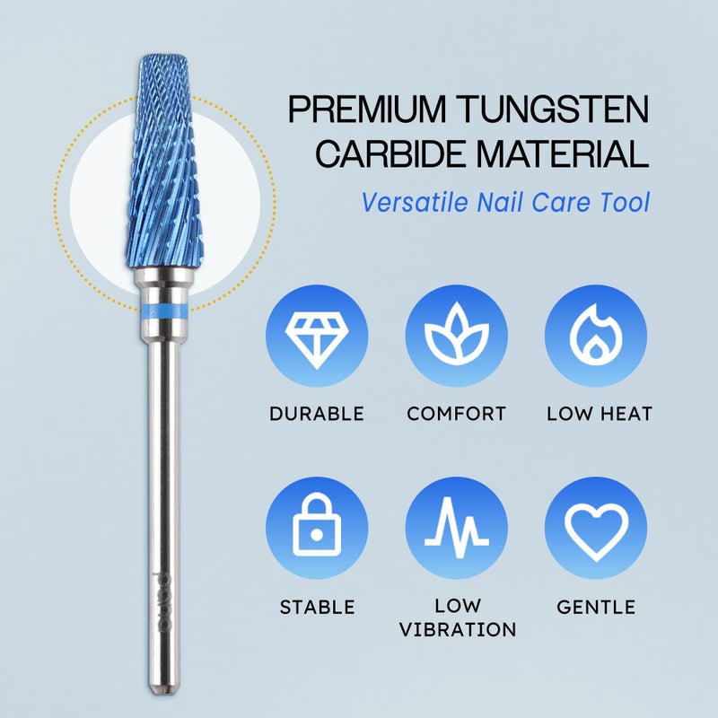 PANA 5-in-1 Pro Upgraded Multi-Function Drill Bit 3/32" Shank Size - (Blue, 2X Coarse to 2X Fine) - Mix Size Tungsten Drill Bit Fast Remove Acrylic Hard Gel Nail for Manicure Pedicure - Image 4
