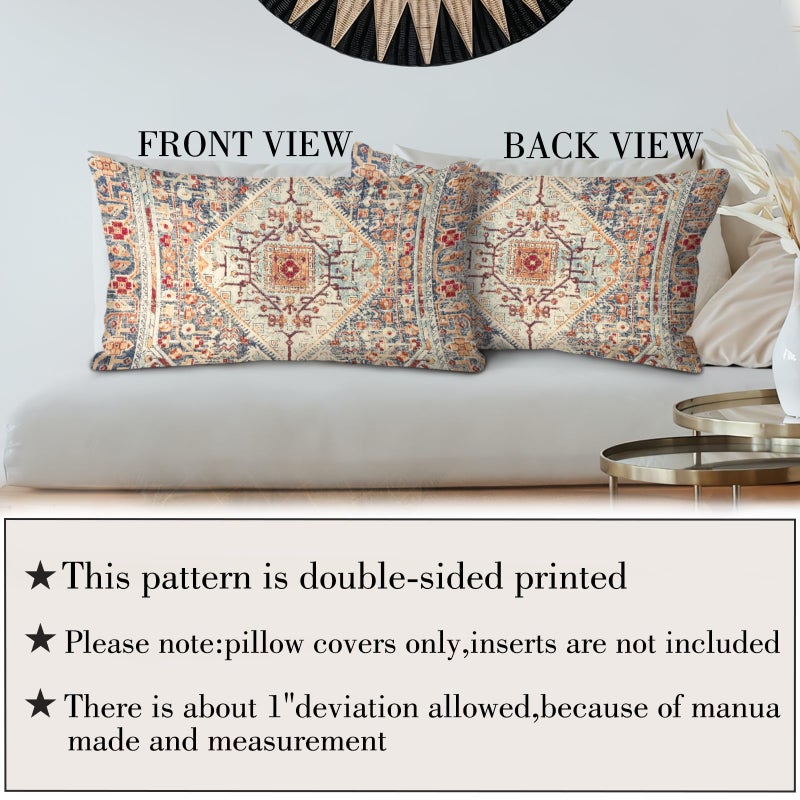 BUAEL Boho Throw Pillow Covers 12x20 inch Set of 2,Boho Vintage Carpet Pattern Antique Ethnic Decor Double Sided Pattern Cushion Cover Soft Pillow Case Living Sofa Room Bed Square Pillow Cover - Image 3