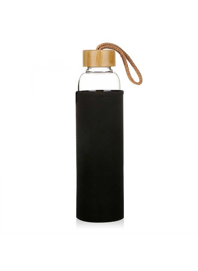MAX-EMA GLOBAL MAX-EMA Glass Water Bottle Black 1 Liter With Bamboo And Rope Lid And Neoprene Sleeve Reusable Glass Bottle For Hot And Cold Drinks, Juice, Tea, Milk, Smoothies And For Home, Gym And Travel - Image 5