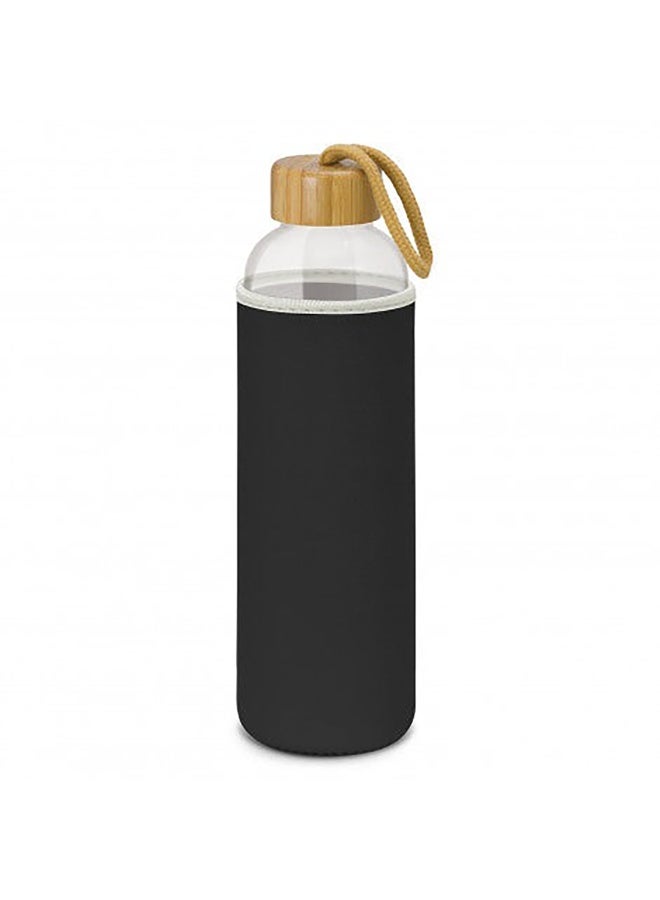MAX-EMA GLOBAL MAX-EMA Glass Water Bottle Black 1 Liter With Bamboo And Rope Lid And Neoprene Sleeve Reusable Glass Bottle For Hot And Cold Drinks, Juice, Tea, Milk, Smoothies And For Home, Gym And Travel - Image 1