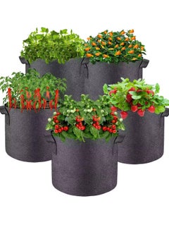 Peachjoy 5 PCS Grow Bags 5 Gallon Plant Grow Bags Multi-Purpose Nonwoven Fabric Pots with Durable Handles,Outdoor Garden Plant Pots for Vegetables Fruits Flowers Herb Succulent Bonsai Plants Black  - Image 1