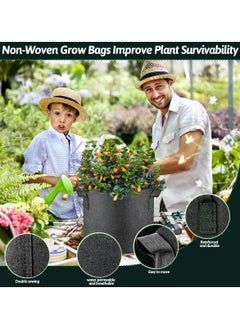 Peachjoy 5 PCS Grow Bags 5 Gallon Plant Grow Bags Multi-Purpose Nonwoven Fabric Pots with Durable Handles,Outdoor Garden Plant Pots for Vegetables Fruits Flowers Herb Succulent Bonsai Plants Black  - Image 2