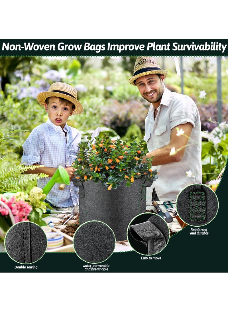 Peachjoy 5 PCS Grow Bags 5 Gallon Plant Grow Bags Multi-Purpose Nonwoven Fabric Pots with Durable Handles,Outdoor Garden Plant Pots for Vegetables Fruits Flowers Herb Succulent Bonsai Plants Black  - Image 2