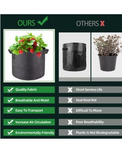 Peachjoy 5 PCS Grow Bags 5 Gallon Plant Grow Bags Multi-Purpose Nonwoven Fabric Pots with Durable Handles,Outdoor Garden Plant Pots for Vegetables Fruits Flowers Herb Succulent Bonsai Plants Black  - Image 5