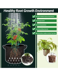 Peachjoy 5 PCS Grow Bags 5 Gallon Plant Grow Bags Multi-Purpose Nonwoven Fabric Pots with Durable Handles,Outdoor Garden Plant Pots for Vegetables Fruits Flowers Herb Succulent Bonsai Plants Black  - Image 4