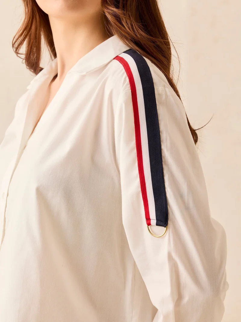 Outzidr  White Regular Full Sleeve Shirt for Women | Best Price UAE