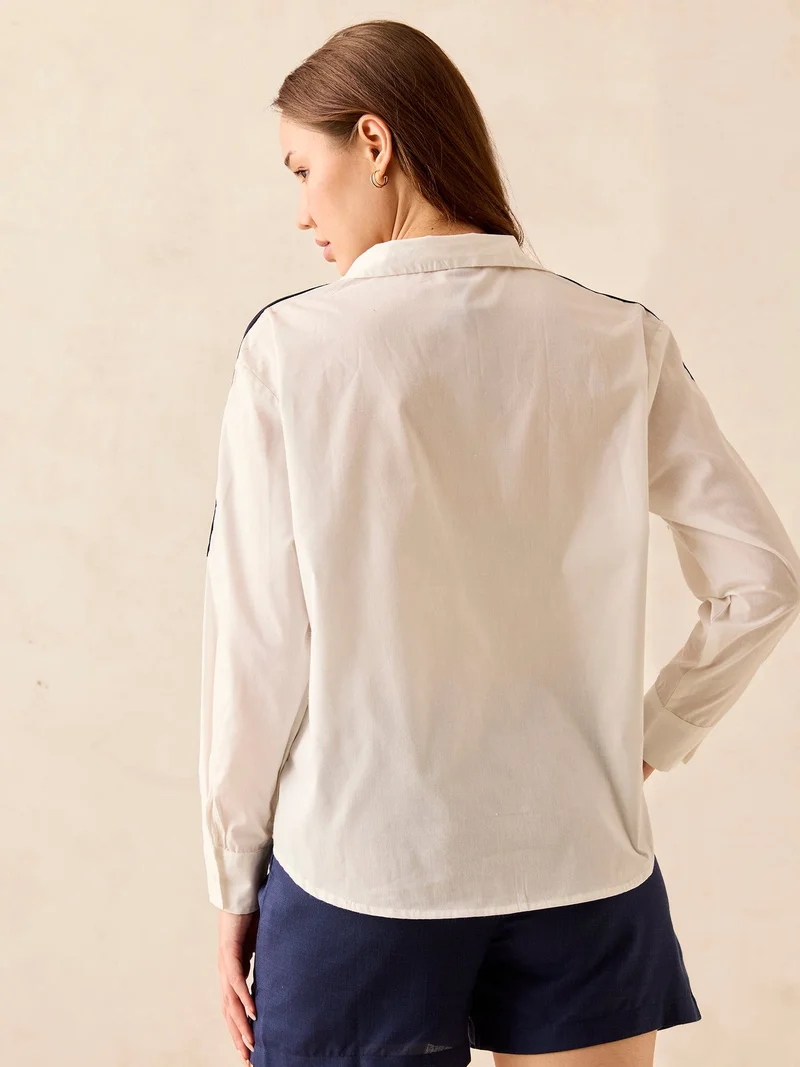 Outzidr  White Regular Full Sleeve Shirt for Women | Best Price UAE