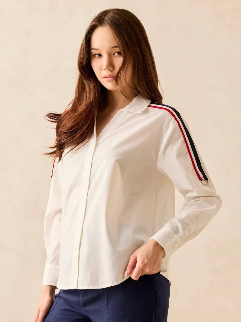 OUTZIDR White Regular Full Sleeve Shirt