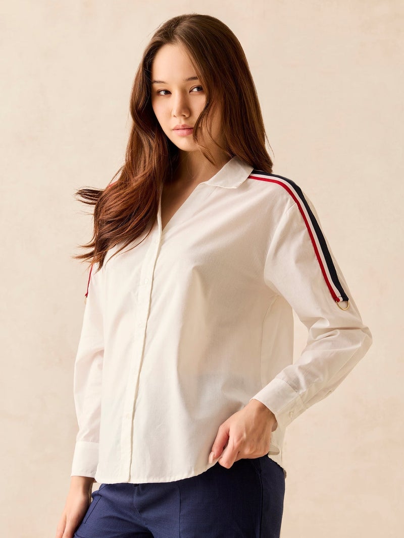 OUTZIDR White Regular Full Sleeve Shirt - Image 2