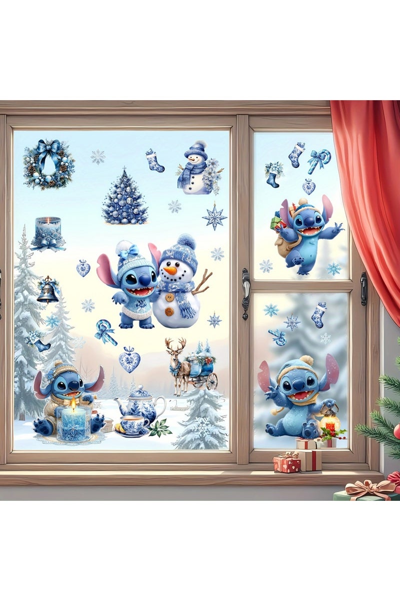 ملصق كرتوني لشخصية ستيتش من ديزني، قطعة فنية للزينة، زينة عيد الميلاد، مناسب لتزيين المرايا.