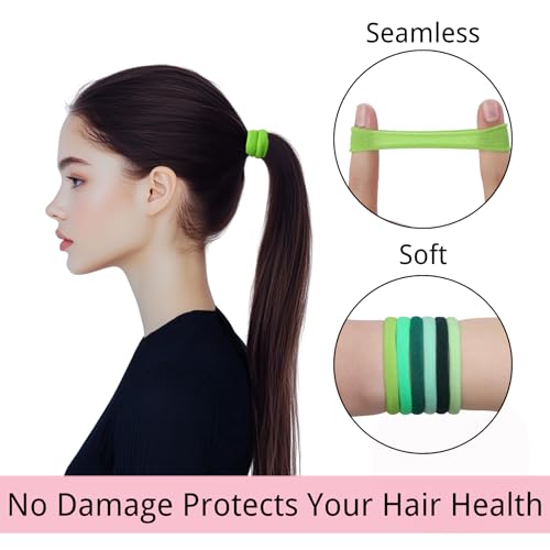 LuSeren 120PCS Colorful Hair Ties for Women – Soft Seamless Nylon Ponytail Holders, No Damage Fabric Hair Elastics for Thick Hair & Daily Matching - Image 4