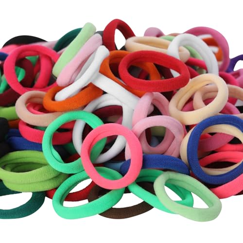 LuSeren 120PCS Colorful Hair Ties for Women – Soft Seamless Nylon Ponytail Holders, No Damage Fabric Hair Elastics for Thick Hair & Daily Matching - Image 1
