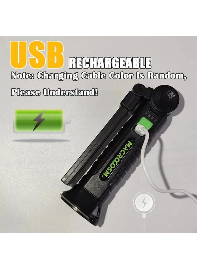 1pc Bright Handheld LED Flashlight USB Rechargeable Foldable Work Light - Image 4