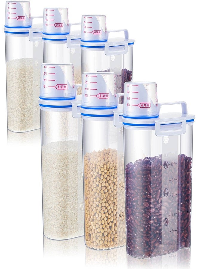 Suclain 6 Pcs Rice Airtight Storage Container 3 to 5Lbs with Pour Spout,Measuring Cup Food Storage Holder Dispenser for Oatmeal Flour Grain & Pet Cat Dog Food Container - Image 1