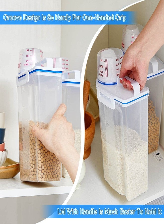 Suclain 6 Pcs Rice Airtight Storage Container 3 to 5Lbs with Pour Spout,Measuring Cup Food Storage Holder Dispenser for Oatmeal Flour Grain & Pet Cat Dog Food Container - Image 5