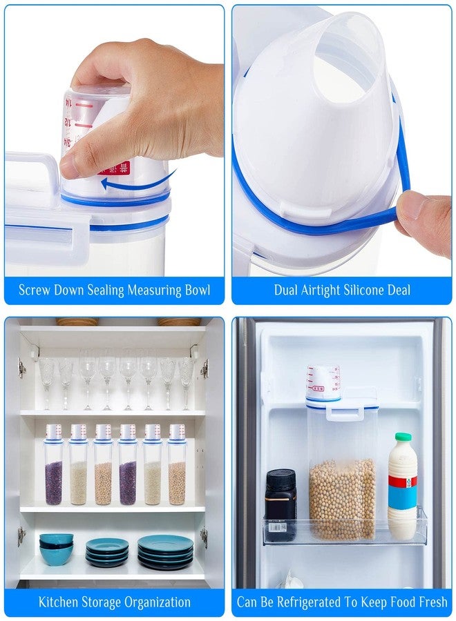 Suclain 6 Pcs Rice Airtight Storage Container 3 to 5Lbs with Pour Spout,Measuring Cup Food Storage Holder Dispenser for Oatmeal Flour Grain & Pet Cat Dog Food Container - Image 3