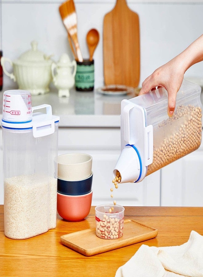 Suclain 6 Pcs Rice Airtight Storage Container 3 to 5Lbs with Pour Spout,Measuring Cup Food Storage Holder Dispenser for Oatmeal Flour Grain & Pet Cat Dog Food Container - Image 4
