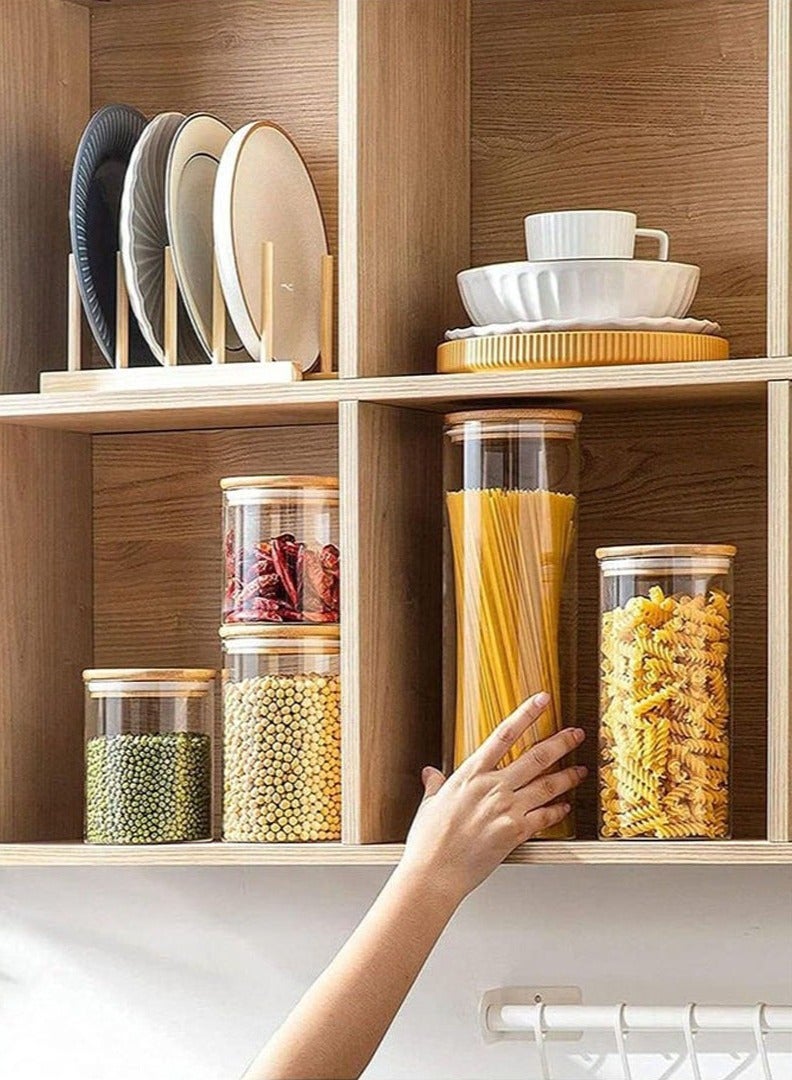 Single Large Borosilicate Glass Storage Jars 1100ML – Airtight Bamboo Lid Food Containers for Pasta, Spaghetti, Noodles, Rice, Grains, Coffee, Tea, Sugar – Clear Glass Canisters for Kitchen Pantry Organization & Food Storage  - Image 2