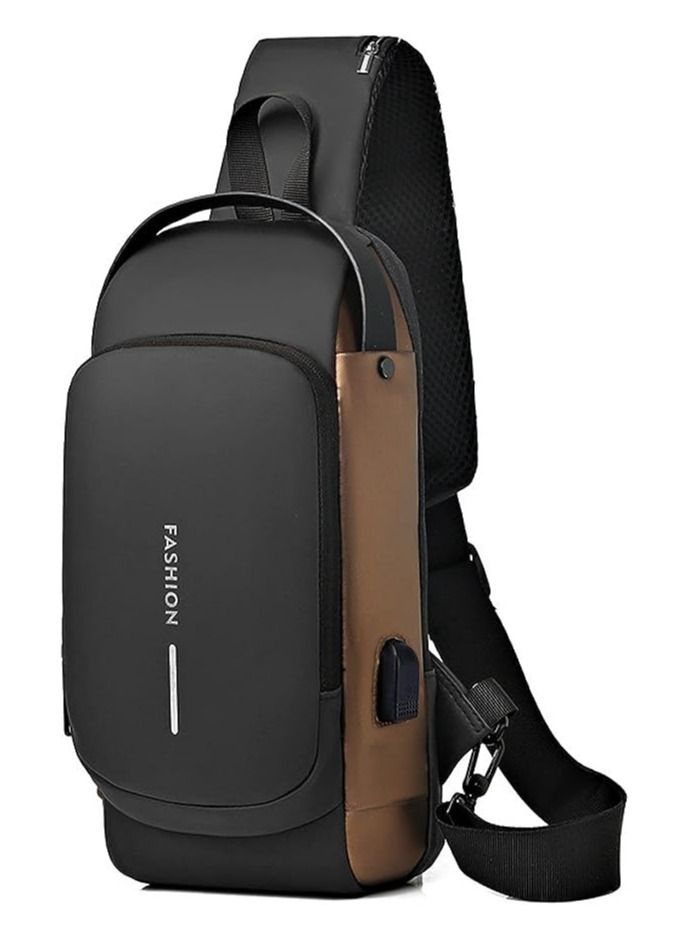 FIPKA Anti-theft Sling Bag Business Men Bag Chest Crossbody bags with USB Charging Port Waterproof Small Backpack for Outdoor Work Hiking Running Sport - Image 1