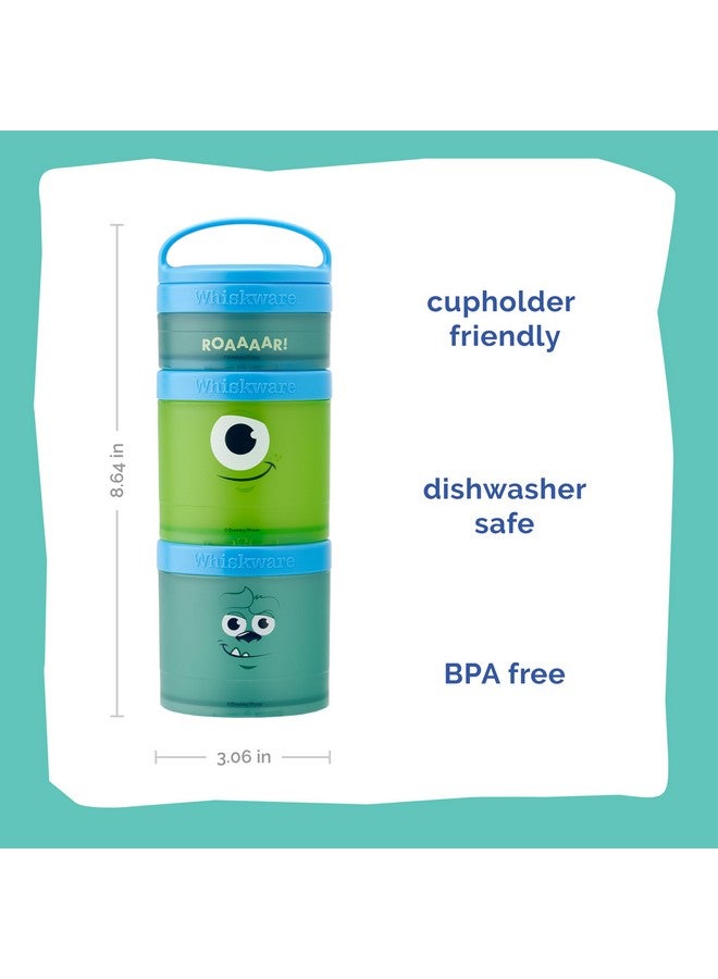 Whiskware Disney Pixar Stackable Snack Containers for Kids and Toddlers, 3 Stackable Snack Cups for School and Travel, Monsters Inc Mike Wazowski and Sulley - Image 2