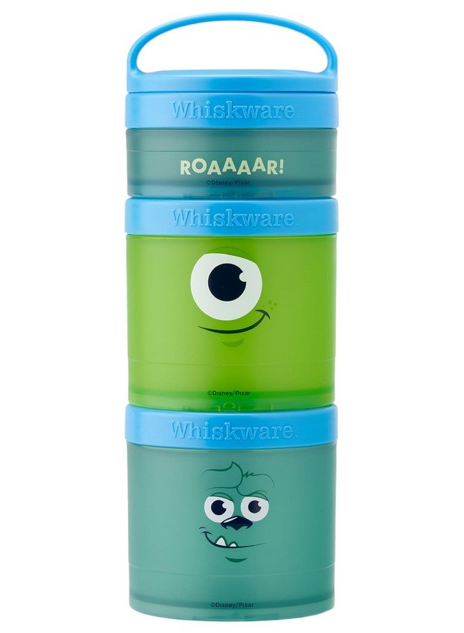 Whiskware Disney Pixar Stackable Snack Containers for Kids and Toddlers, 3 Stackable Snack Cups for School and Travel, Monsters Inc Mike Wazowski and Sulley - Image 1